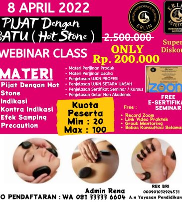 WORKSHOP ONLINE PIJAT DENGAN BATU (HOT STONE)