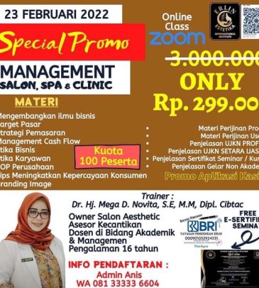 WORKSHOP ONLINE MANAGEMENT SALON, SPA, CLINIC